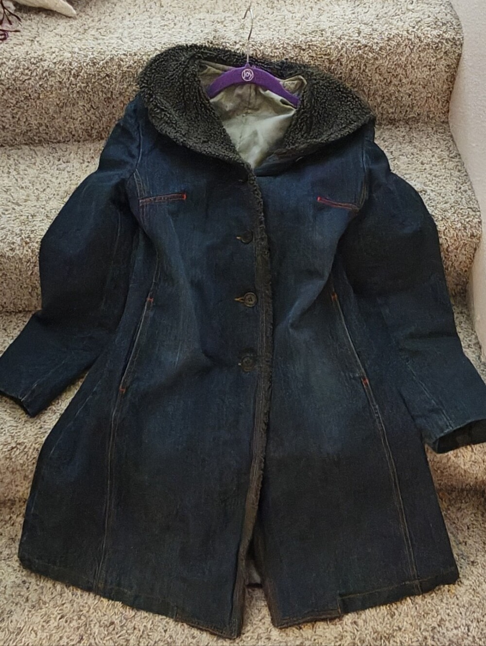 Vintage Denim Coat with Hood